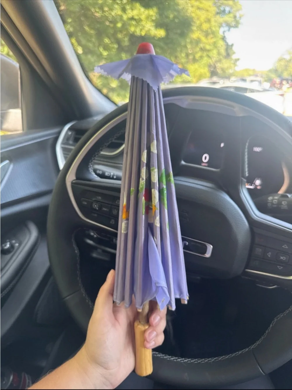 Vintage Purple Floral Paper Parasol - Decorative Home Party Accent